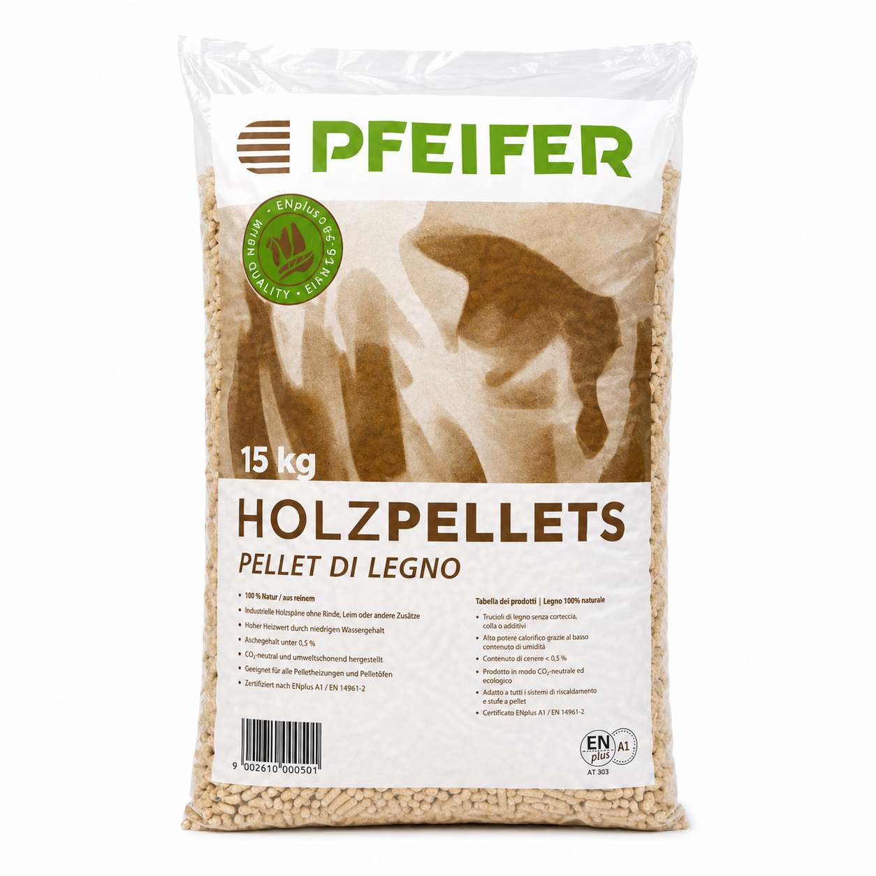 Pellet Pfeifer ENplus A1 100% Abete Austriaco | Bancale 70 Sacchi da 15 kg
